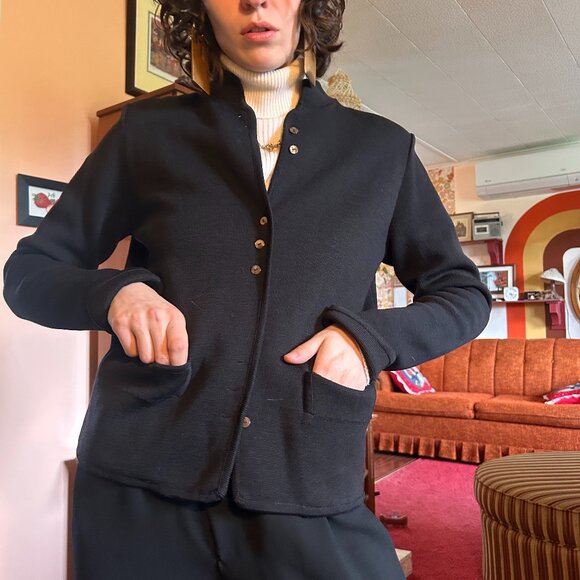 1950s Pure virgin wool Brigus Knitting Mills black fully-fashioned blazer! - Picture 4 of 16